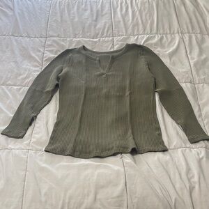 Olive Green Ribbed Long Sleeve Top